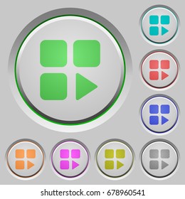 Component play color icons on sunk push buttons