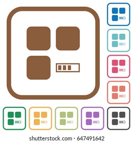 Component processing simple icons in color rounded square frames on white background