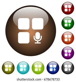 Component recording white icons on round color glass buttons