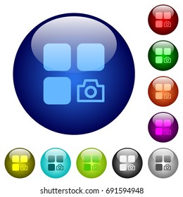 Component snapshot icons on round color glass buttons