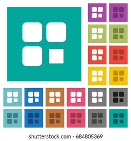 Component stop multi colored flat icons on plain square backgrounds. Included white and darker icon variations for hover or active effects.