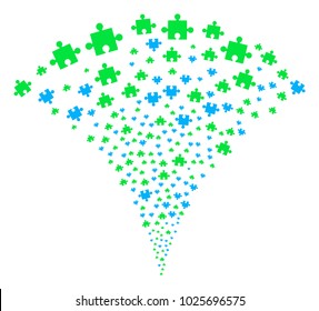 Component stream fountain. Vector illustration style is flat iconic symbols. Object fountain organized from random symbols as component fireworks.