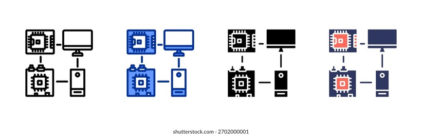 Conjunto de iconos de cadena de suministro de componentes colección de estilo múltiple