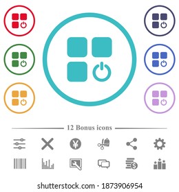 Component switch flat color icons in circle shape outlines. 12 bonus icons included.