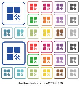 Component tools color flat icons in rounded square frames. Thin and thick versions included.