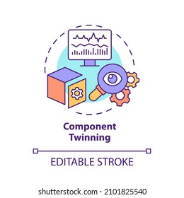 Component twinning concept icon. Virtual representation of part abstract idea thin line illustration. Isolated outline drawing. Editable stroke. Roboto-Medium, Myriad Pro-Bold fonts used