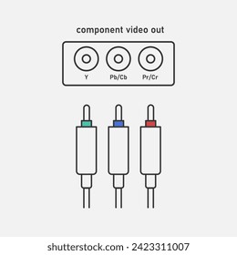 Component video out and rca connectors line icon. Cable port. Vector