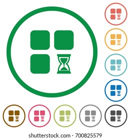 Component waiting flat color icons in round outlines on white background