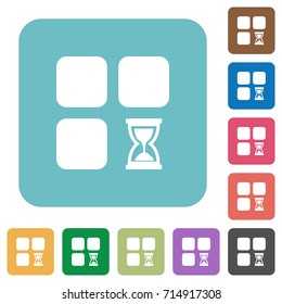 Component waiting white flat icons on color rounded square backgrounds
