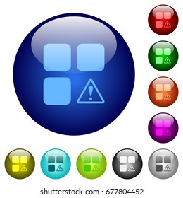 Component warning icons on round color glass buttons