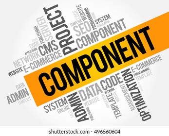 Component word cloud collage, business technology concept