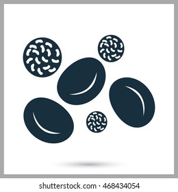 Components of blood icon on the background