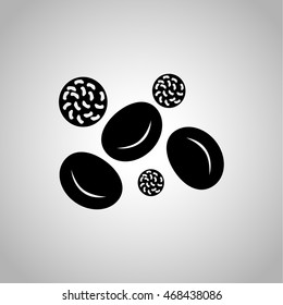 Components of blood icon on the background