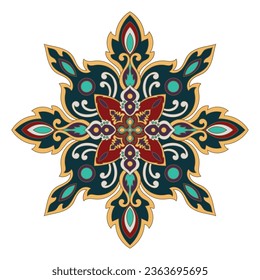  Components of the carpet, mandala pattern, abstract flowers ethnic hair