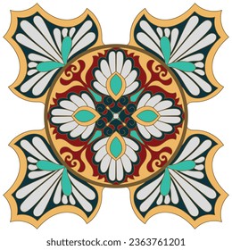 Components of the carpet, mandala pattern, abstract flowers ethnic hair