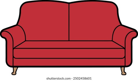 comportness with expensive, luxurious, comportable sofa and interior furniture decoration vector art flat design background illustration