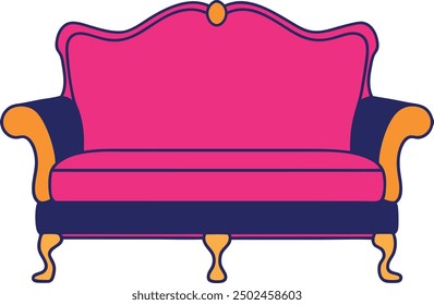 Comportamiento con costoso, lujoso, comportable sofá y decoración de muebles de interior Ilustración de fondo de diseño plano de Arte vectorial
