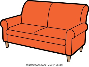 comportness with expensive, luxurious, comportable sofa and interior furniture decoration vector art flat design background illustration