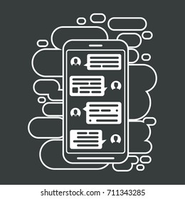 Compose dialogues using samples bubbles. Smart Phone chatting bubbles.