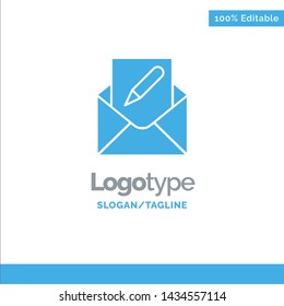 Compose, Edit, Email, Envelope, Mail Blue Solid Logo Template. Place for Tagline