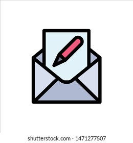 Compose, Edit, Email, Envelope, Mail  Flat Color Icon. Vector icon banner Template. Vector Icon Template background