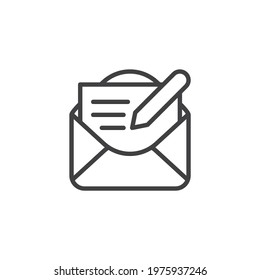 Compose email line icon. linear style sign for mobile concept and web design. Write mail message outline vector icon. Symbol, logo illustration. Vector graphics