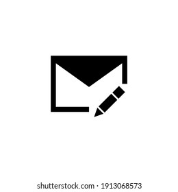 Compose email message symbol icon in glyph style. Message and email symbols with conditions. Vector