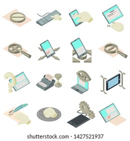 Compose icons set. Isometric set of 16 compose vector icons for web isolated on white background