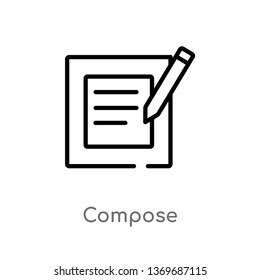 compose vector line icon. Simple element illustration. compose outline icon from user interface concept. Can be used for web and mobile