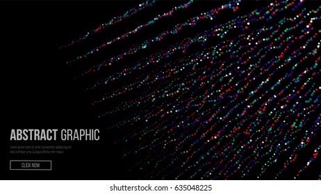 Composed Of Particles. Abstract Graphic Design. Modern Sense Of Science And Technology Background. Vector Illustration. Abstract Dots Background. Flowing Particles Waves.
