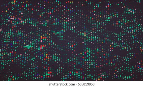 Composed Of Particles. Abstract Graphic Design. Modern Sense Of Science And Technology Background. Vector Illustration. Trendy Abstract Dots Connection Background. Flowing Particles Waves.