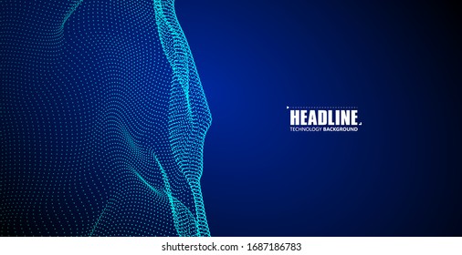 Composed of particles swirling abstract graphics.