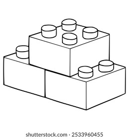 zusammengesetzte Spielzeug Ziegel Illustration handgezeichnete Umrissvektor