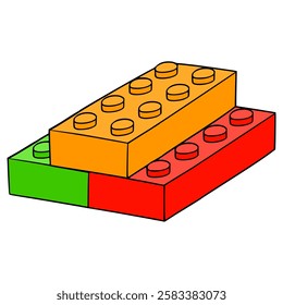 composed toy bricks illustration hand drawn isolated vector