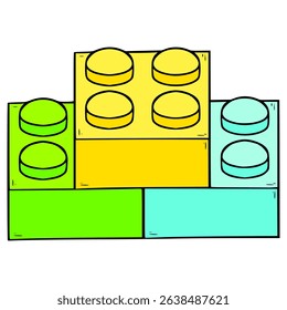 composed toy bricks illustration hand drawn isolated vector