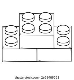 composed toy bricks illustration hand drawn outline vector