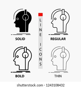 composer, headphones, musician, producer, sound Icon in Thin, Regular, Bold Line and Glyph Style. Vector illustration