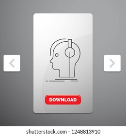 composer, headphones, musician, producer, sound Line Icon in Carousal Pagination Slider Design & Red Download Button