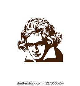 composer Ludwig van Beethoven. vector portrait pop-art