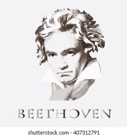 Composer Ludwig Van Beethoven. Vector Portrait