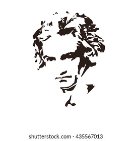 Composer Ludwig Van Beethoven. Vector Portrait