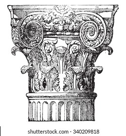 Composite Capital, Vintage Engraved Illustration. Industrial Encyclopedia E.-O. Lami - 1875.
