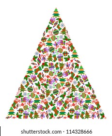 Composite Christmas Tree, Isolated Vector Illustration