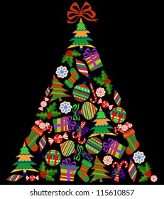 Composite Christmas Tree, Isolated Vector Illustration