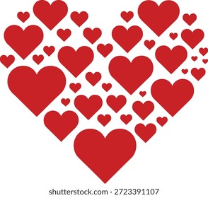 Composite heart design made from numerous smaller hearts, symbolizing collective love and unity