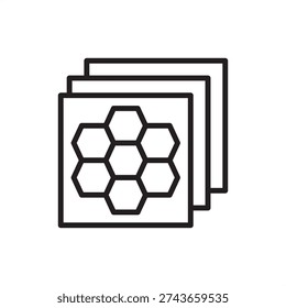 Composite honeycomb icon symbolizing sandwich panel tech, represents hexagonal core hardware, lightweight structural engineering, aerospace material systems, high-stiffness laminates, or manufacturing