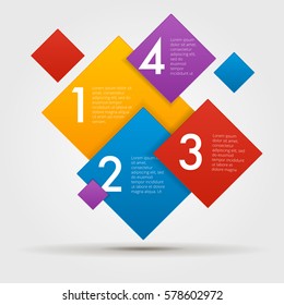 Composite infographics step by step in a series of squares. Element of chart, graph, diagram with 4 options, parts, processes. Vector business template for presentation. Flat design