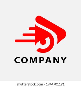 Composite logo in the form of a triangle and eyes with a line behind it