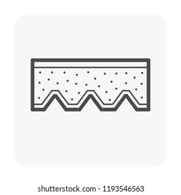 Composite slab vector icon. Floor system with profile metal deck and concrete topping. Casting and reinforced by composite material i.e. cement, aggregate, steel or rebar. For construction building.