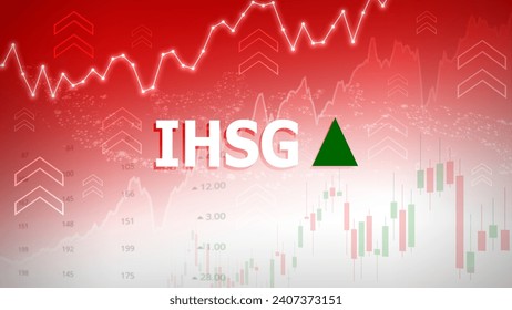 The Composite Stock Price Index at the Indonesia Stock Exchange called IHSG. Trading screen background. Rising price concept. Finance illustration.